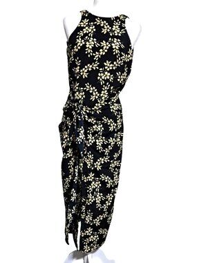 Trilogy Rampage Maxi Dress Womens Size 0 Floral Wrap Black & Ivory Polyester Sle